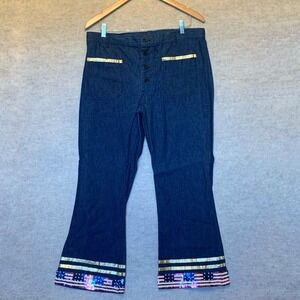 Vintage  36x28 US Navy Sailor Denim Utility Trousers USA Custom USO Patriotic